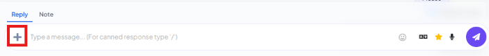 Composer placeholder text reading Type a message... (For canned response type '/')
