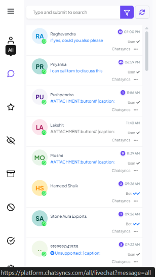 Shared Inbox left icon rail with the person icon's All tooltip showing